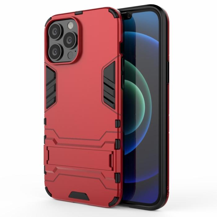 Bild 1, iPhone 13 Pro Max - Hybrid Armor Skal Kickstand - Röd