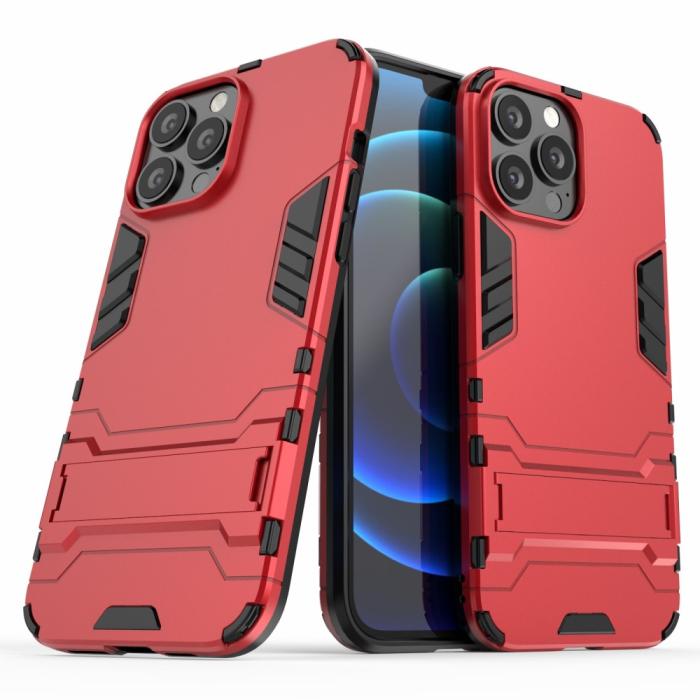 Bild 4, iPhone 13 Pro Max - Hybrid Armor Skal Kickstand - Röd