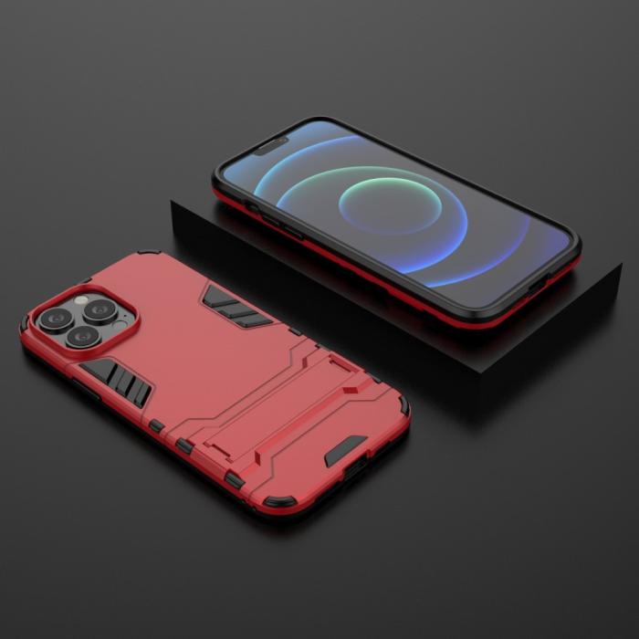 Bild 6, iPhone 13 Pro Max - Hybrid Armor Skal Kickstand - Röd