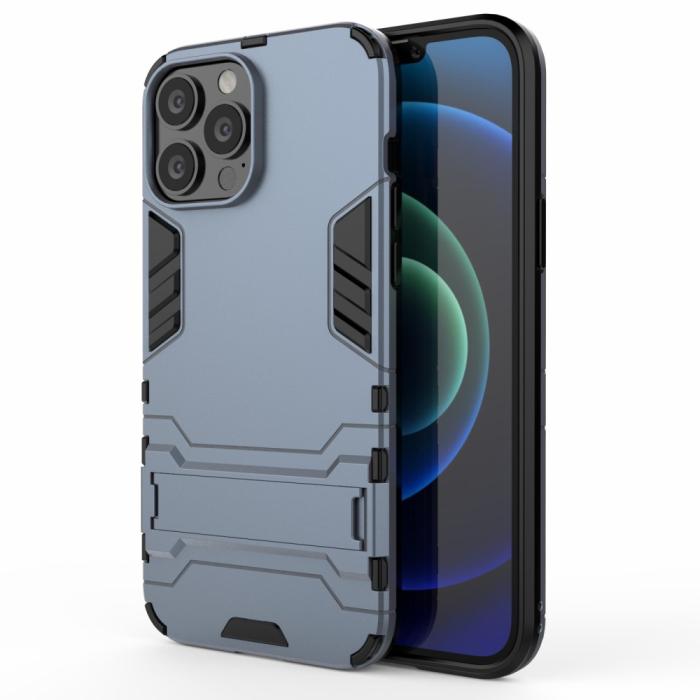 Bild 1, iPhone 13 Pro Max - Hybrid Armor Skal Kickstand - Navy Blue