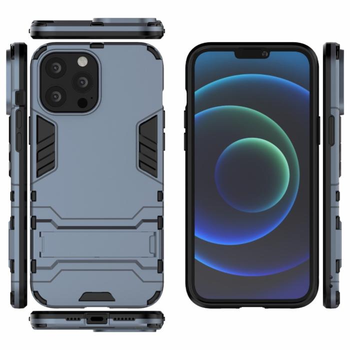 Bild 5, iPhone 13 Pro Max - Hybrid Armor Skal Kickstand - Navy Blue