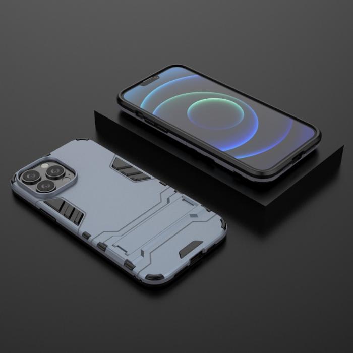 Bild 6, iPhone 13 Pro Max - Hybrid Armor Skal Kickstand - Navy Blue