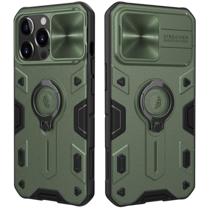 Bild 1, iPhone 13 Pro Max - NILLKIN CamShield Armor Hybrid Ring Skal - Grön