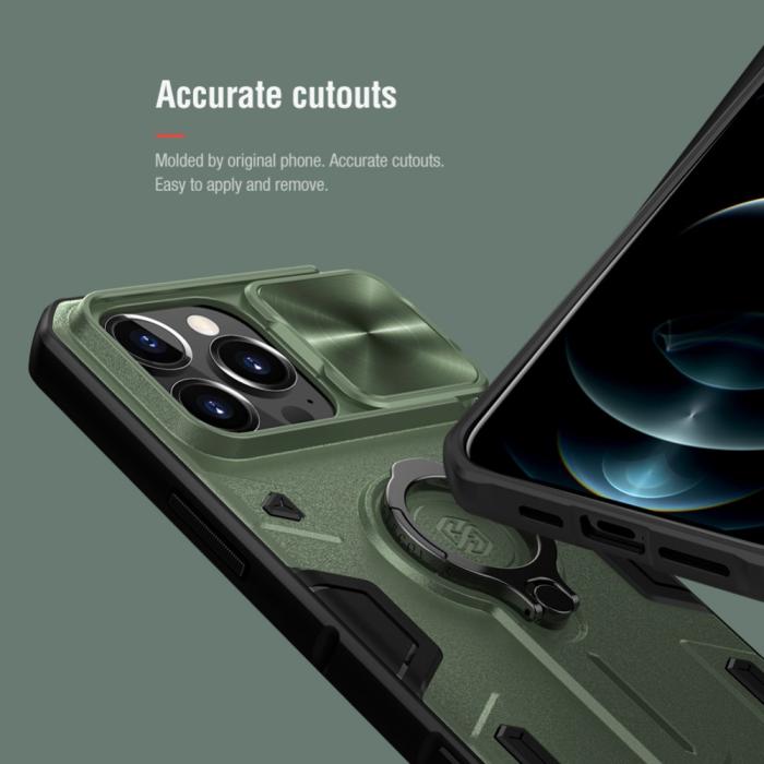 Bild 5, iPhone 13 Pro Max - NILLKIN CamShield Armor Hybrid Ring Skal - Grön