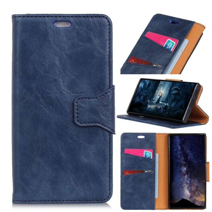 Bild 1, Huawei Honor View 20 - Premium Split Läder Plånboksfodral - Blå