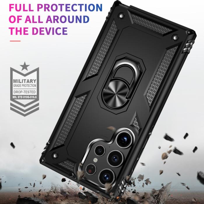 Bild 2, Samsung Galaxy S24 Ultra Skal Ring Hybrid Armor Svart