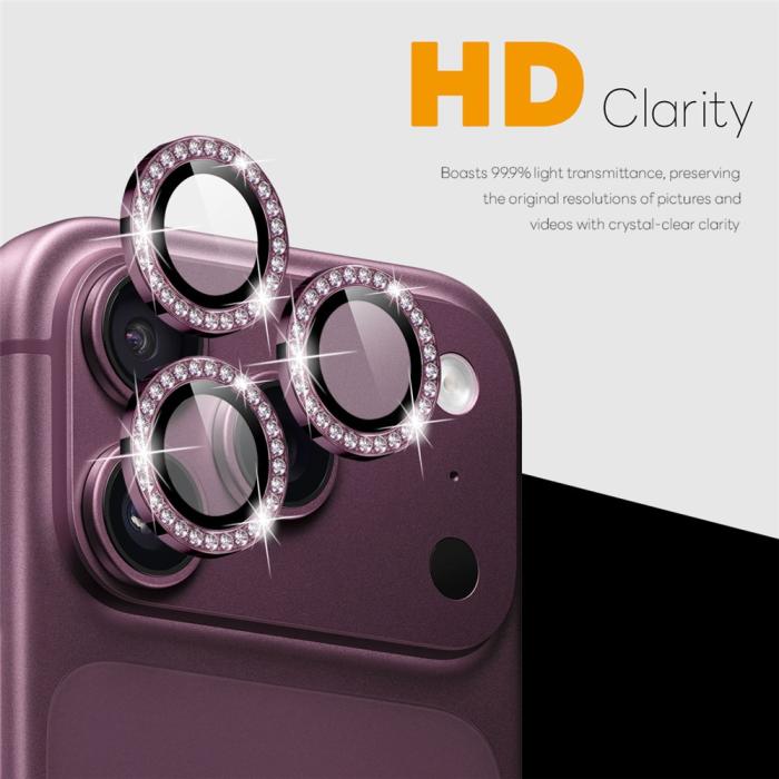 Bild 2, NORTHJO iPhone 18 Pro/18 Pro Max Linsskydd Strass Lila