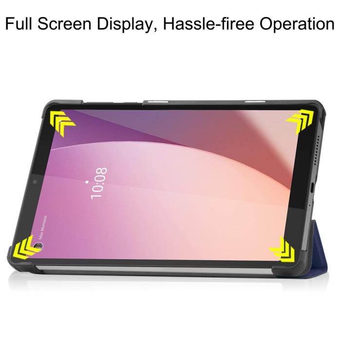 Bild 3, Lenovo Tab M8 (Gen 4) Fodral Tri-Fold Läder Blå