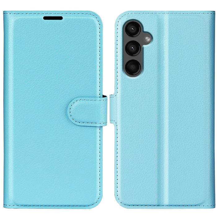 Bild 1, Samsung Galaxy A15 5G Fodral Litchi Läder Ljus Blå