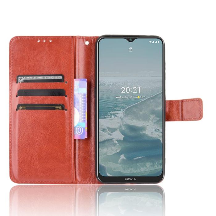 Bild 5, Nokia G10 / G20 Fodral Crazy Horse Läder Brun