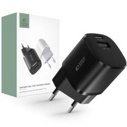 Tech-Protect 20W Mini Väggladdare PD QC USB-C / USB-A Svart