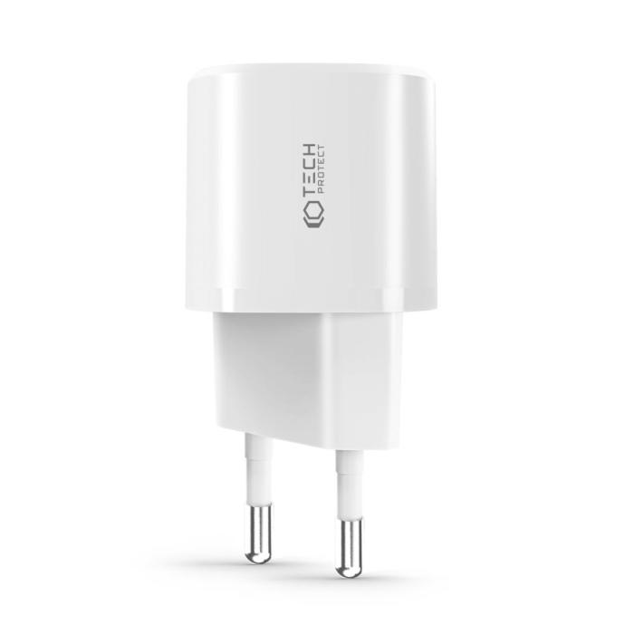Bild 2, Tech-Protect 20W Mini Väggladdare PD QC USB-C / USB-A Svart