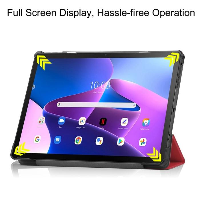 Bild 4, Lenovo Tab M10 Plus Gen 3 Fodral Tri-Fold Röd