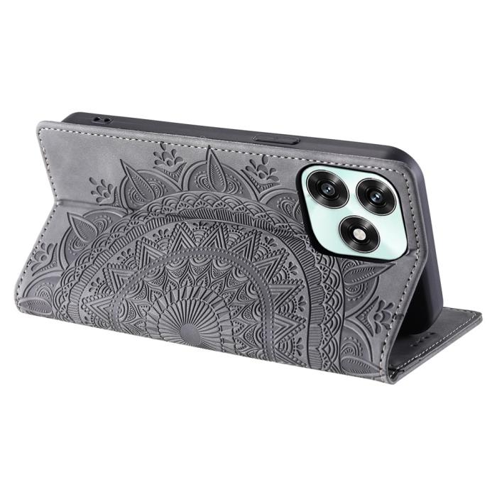 Bild 4, Honor X5c Plus Fodral Flip Mandala Läder Grå