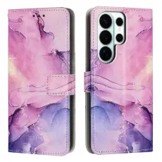 Samsung Galaxy S26 Ultra Fodral L&auml;der Marmor Lila