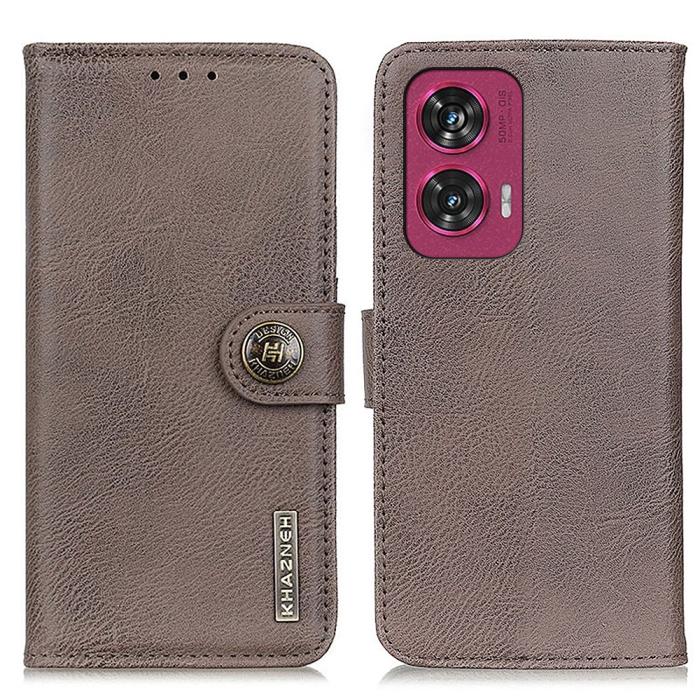 Bild 1, KHAZNEH Motorola Edge 50 Fusion 5G Läder Fodral Khaki