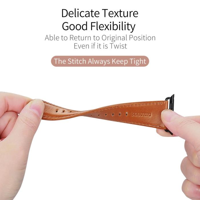 Bild 3, DUX DUCIS Apple Watch 38/40/41/42 mm Klockarmband Äkta Läder Brun