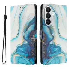 Samsung Galaxy S26 Fodral Med Tryck Bl&aring; Marmor