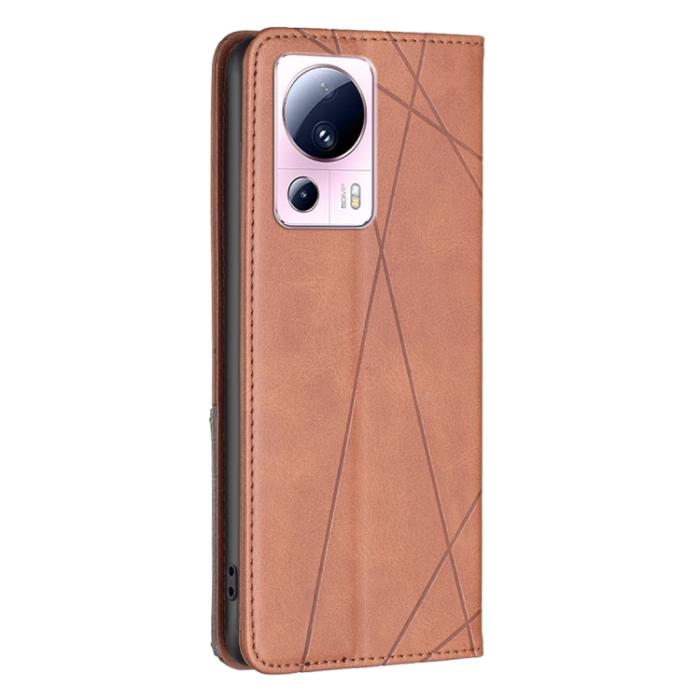 Bild 3, Xiaomi 13 Lite 5G Fodral Geometriskt Flip Läder Brun