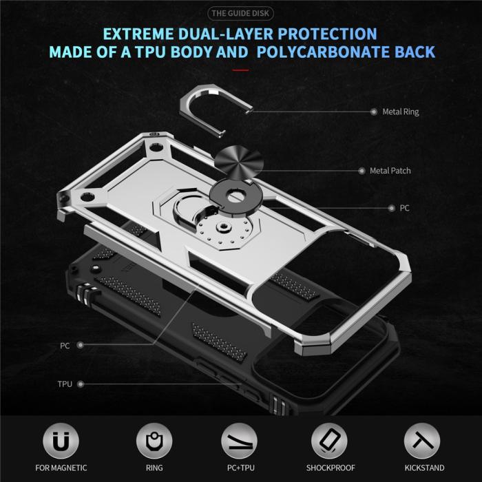 Bild 2, iPhone 17 Pro Max Skal Shockproof Hybrid Ring Silver