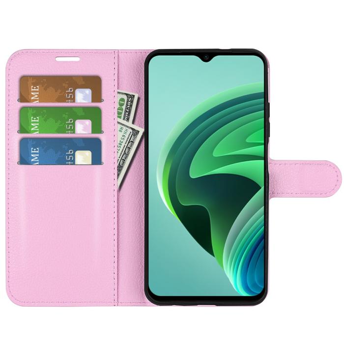 Bild 2, Xiaomi Redmi 10 5G Fodral Litchi Läder Ljus Rosa