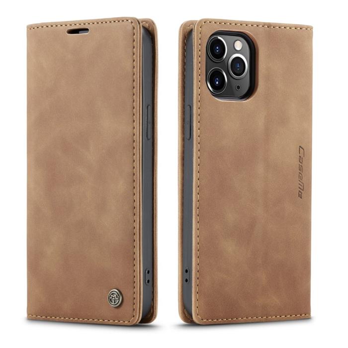 Bild 2, iPhone 12 Pro Max - CASEME Vintage Flip Fodral - Ljus Brun