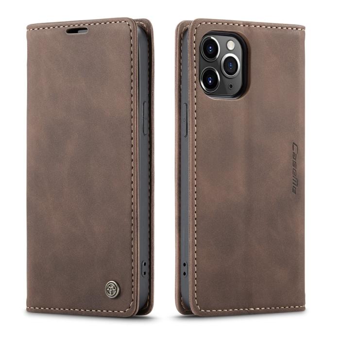 Bild 2, iPhone 12 Pro Max - CASEME Vintage Flip Fodral - Brun