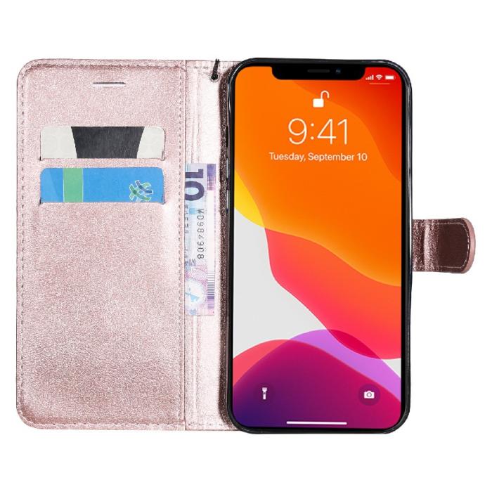 Bild 4, iPhone 13 Pro Max - Klassiskt Solid Läder Fodral - Roséguld