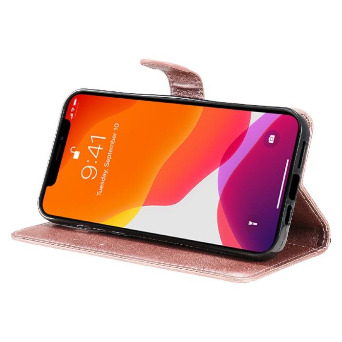 Bild 6, iPhone 13 Pro Max - Klassiskt Solid Läder Fodral - Roséguld