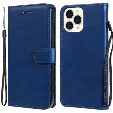 iPhone 13 Pro Max - Klassiskt Solid Läder Fodral - Blå