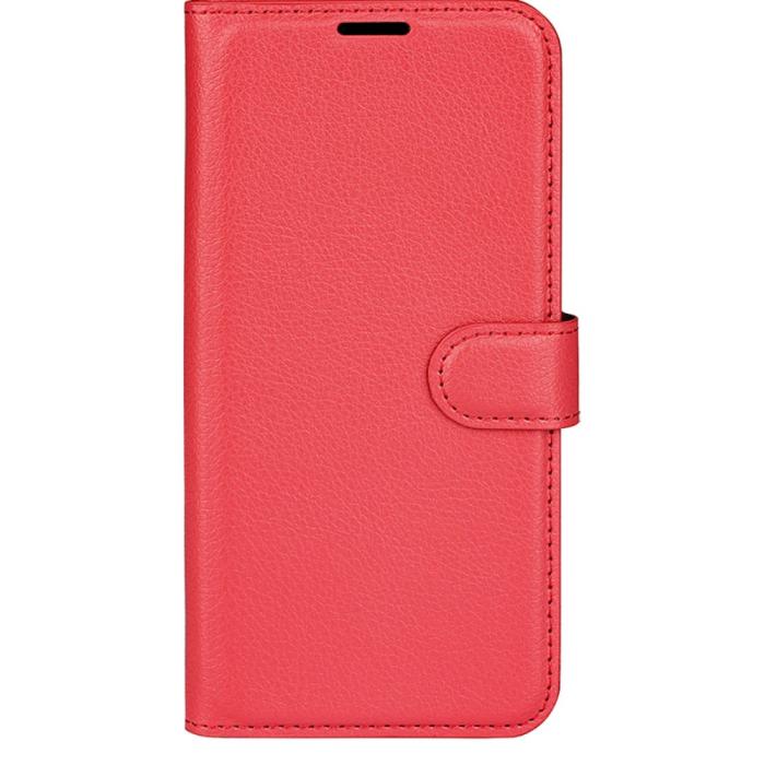 Bild 5, iPhone 16 Fodral Litchi Textur Läder Röd