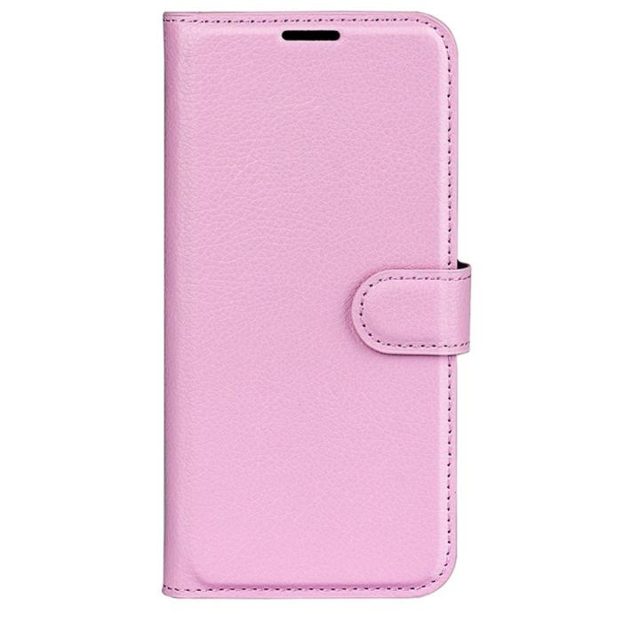 Bild 5, iPhone 16 Fodral Litchi Textur Läder Ljus Rosa