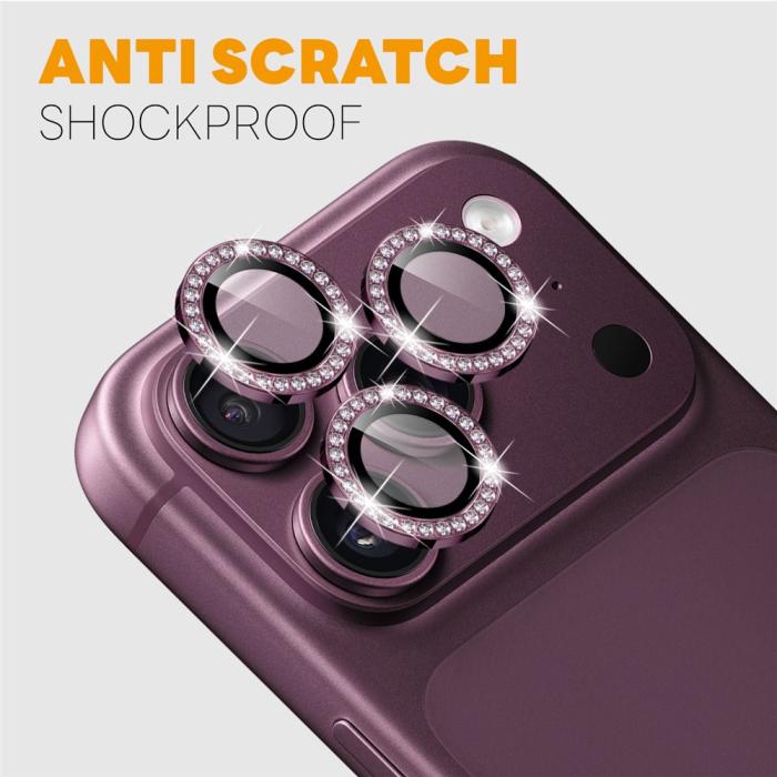 Bild 4, NORTHJO iPhone 18 Pro/18 Pro Max Linsskydd Strass Lila