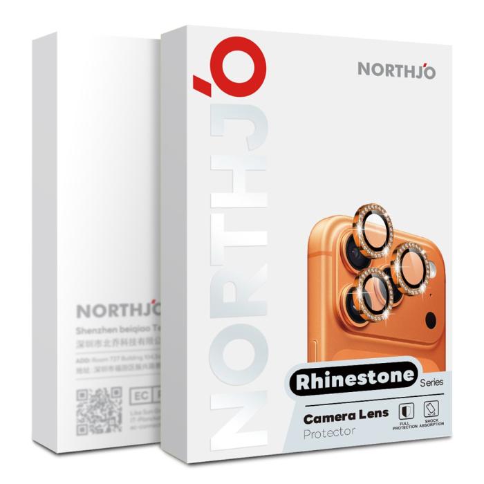 Bild 5, NORTHJO iPhone 18 Pro/18 Pro Max Linsskydd Strass Lila