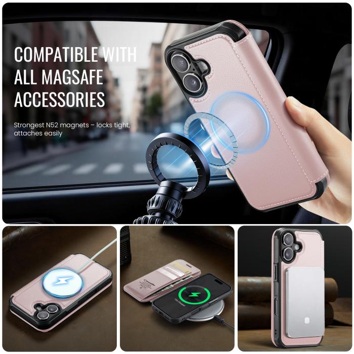 Bild 2, CASEME iPhone 17 Skal RFID Plånbok Roséguld