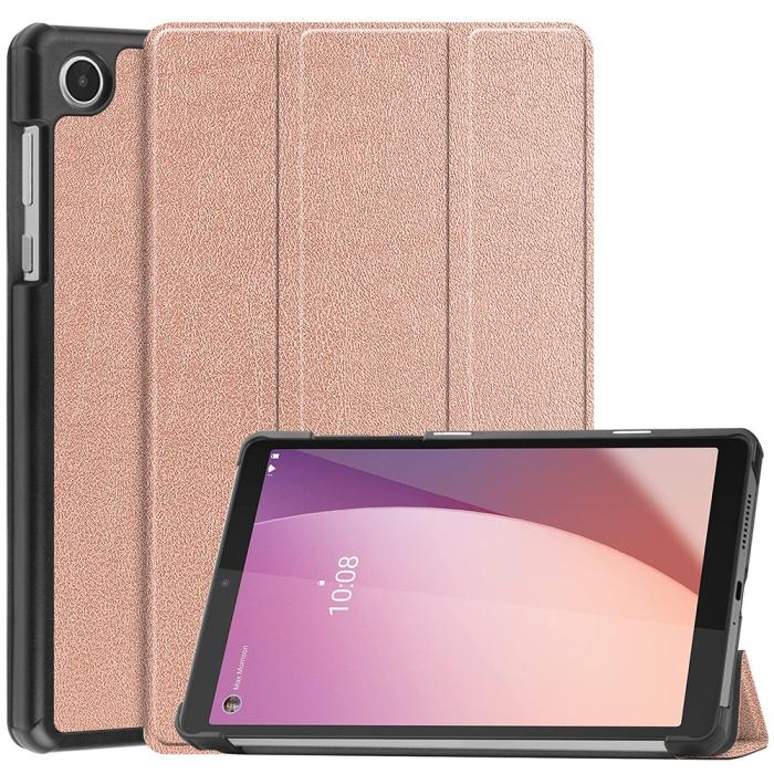 Bild 1, Lenovo Tab M8 (Gen 4) Fodral Tri-Fold Läder Roséguld
