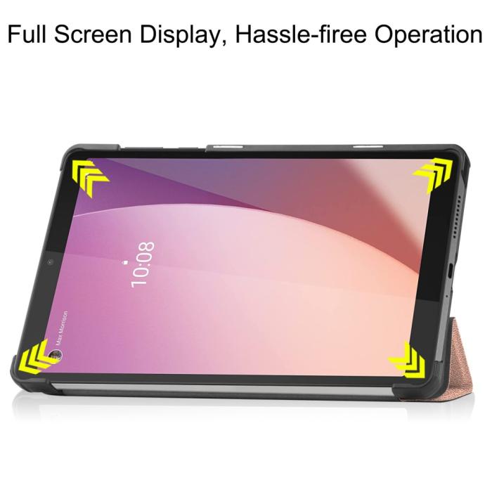 Bild 3, Lenovo Tab M8 (Gen 4) Fodral Tri-Fold Läder Roséguld