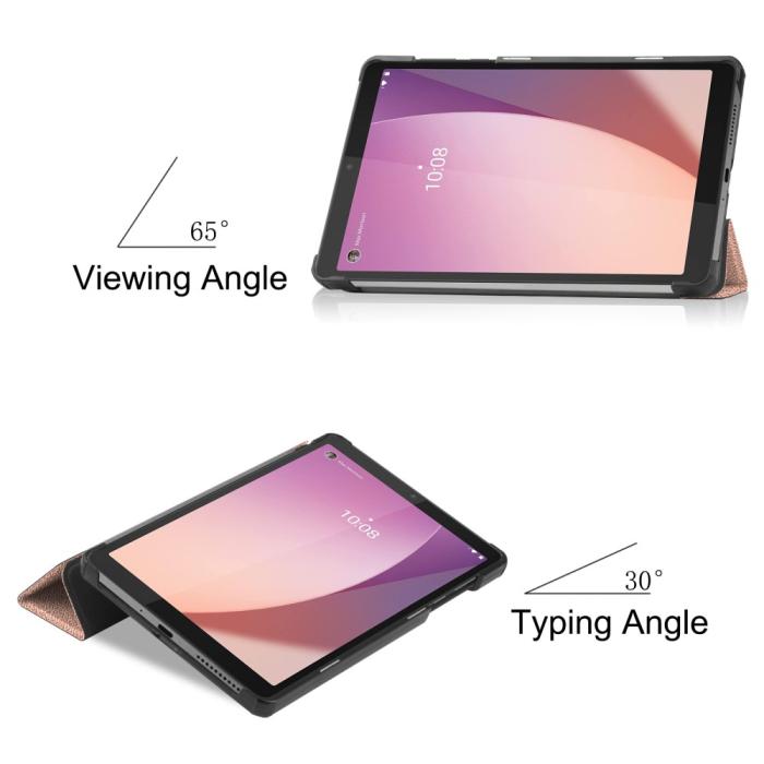 Bild 5, Lenovo Tab M8 (Gen 4) Fodral Tri-Fold Läder Roséguld