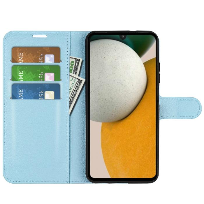 Bild 2, Samsung Galaxy A15 5G Fodral Litchi Läder Ljus Blå
