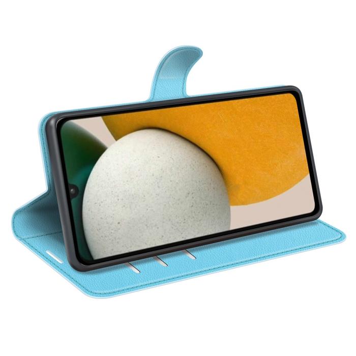 Bild 3, Samsung Galaxy A15 5G Fodral Litchi Läder Ljus Blå