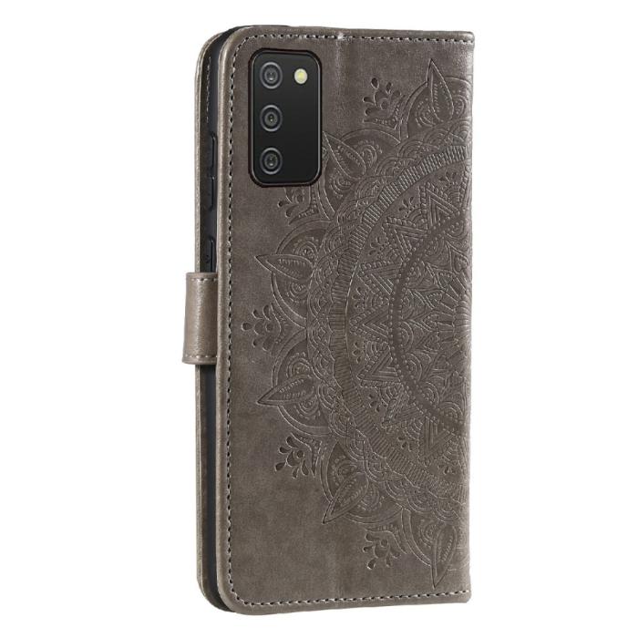 Bild 4, Samsung Galaxy A03s Fodral Mandala Läder Grå