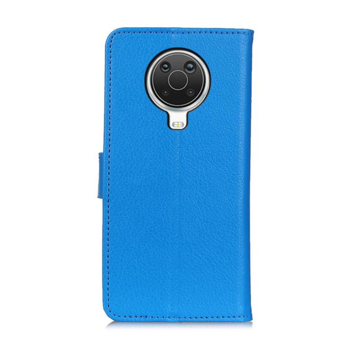 Bild 2, Nokia G10 / G20 Fodral Litchi Läder Blå