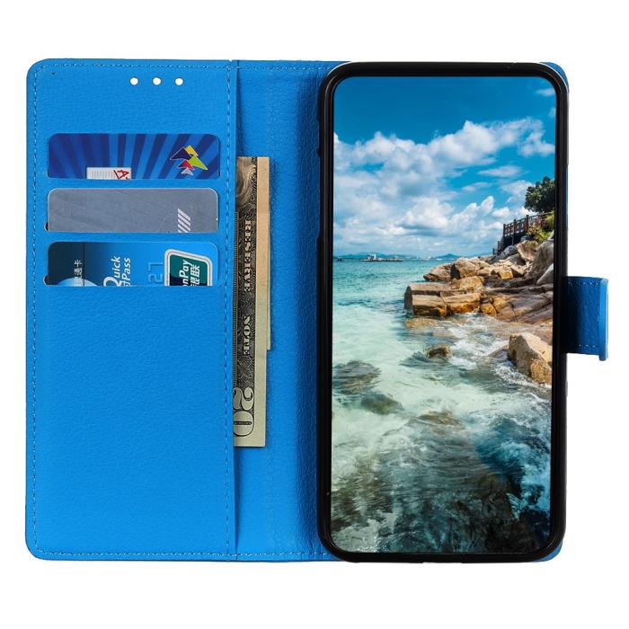 Bild 4, Nokia G10 / G20 Fodral Litchi Läder Blå