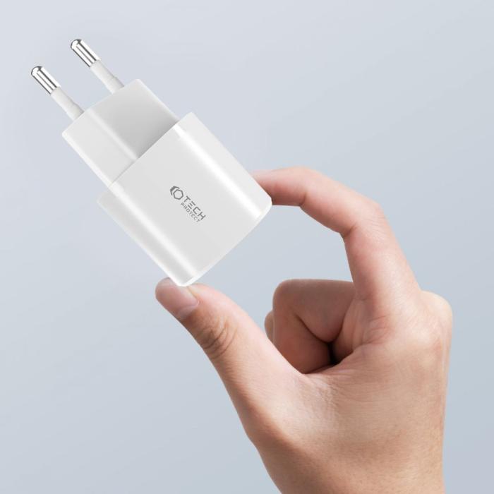 Bild 6, Tech-Protect 20W Mini Väggladdare PD QC USB-C / USB-A Svart
