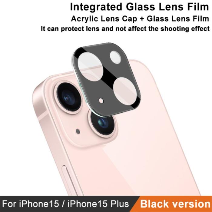 Bild 4, IMAK iPhone 15 / 15 Plus Linsskydd Akryl/Härdat Glas Svart