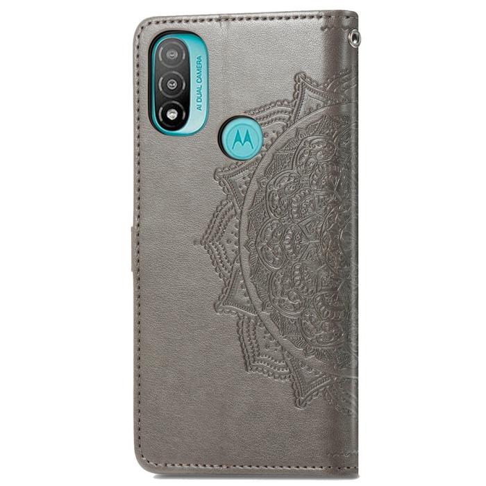 Bild 3, Motorola Moto E20 / E40 Fodral Mandala Läder Grå