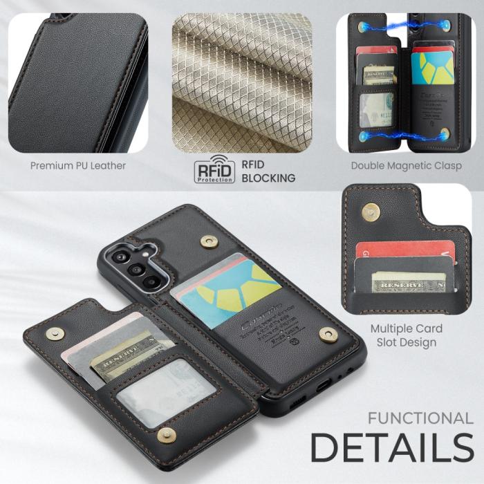 Bild 5, CASEME Samsung Galaxy A16 Skal RFID Kickstand Plånbok Svart