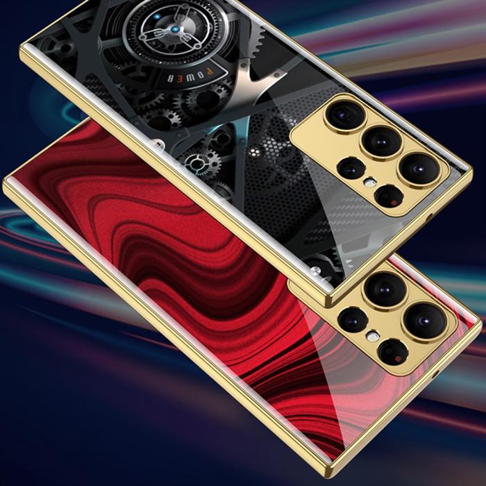 Bild 5, GKK Galaxy S24 Ultra Skal Härdat Glas Electroplate Träfiber