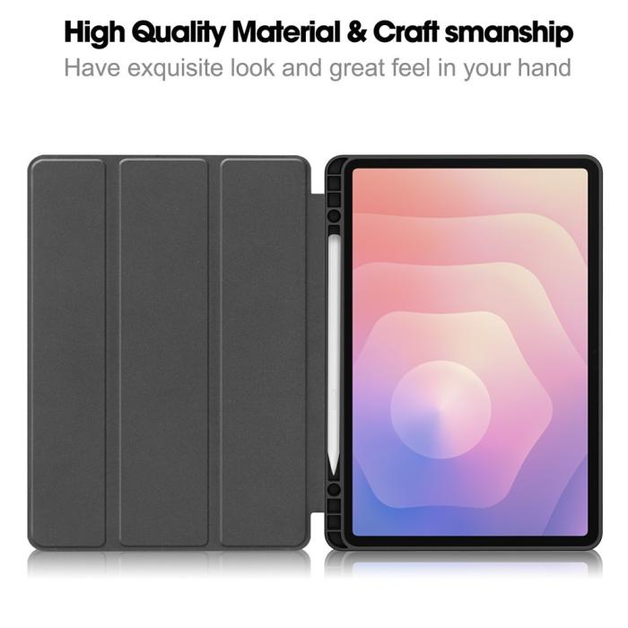 Bild 3, Samsung Galaxy Tab S11 Fodral Tri-Fold Läder Svart