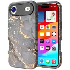 iPhone Air Skal Hybrid Med Marmor Tryck Gr&aring; / Guld